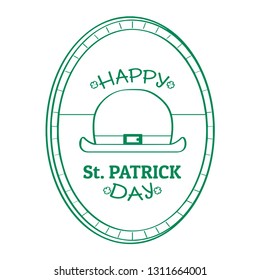 Outline of a st patrick day label with a traditional hat. Vector illustration design