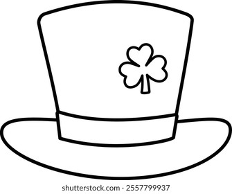 Outline of St. Patrick's Day leprechaun hat with shamrock pattern.
Good for greeting card,poster, banner, leaflet.
Transparent background.