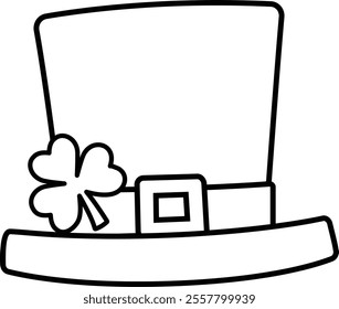 Outline of St. Patrick's Day leprechaun hat with shamrock pattern.
Good for greeting card,poster, banner, leaflet.
Transparent background.