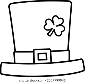 Outline of St. Patrick's Day leprechaun hat with shamrock pattern.
Good for greeting card,poster, banner, leaflet.
Transparent background.