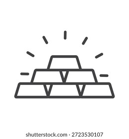 Pila de contorno de icono de barra de oro aislado Ilustración vectorial de diseño de estilo plano sobre fondo blanco.