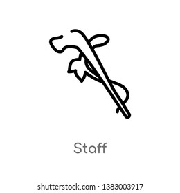 outline staff vector icon. isolated black simple line element illustration from history concept. editable vector stroke staff icon on white background