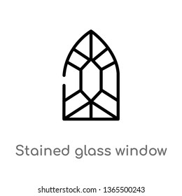 outline stained glass window vector icon. isolated black simple line element illustration from miscellaneous concept. editable vector stroke stained glass window icon on white background