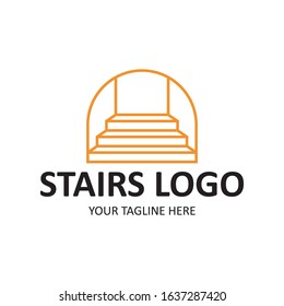 outline stairs alley logo vector illustration