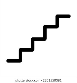 Icono de las escaleras de contorno, vista lateral. Muy hacia arriba. Icono de las escaleras de vector lineal planas de moda sobre fondo blanco, ilustración vectorial