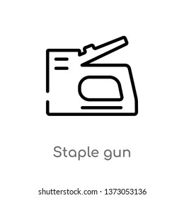 outline staple gun vector icon. isolated black simple line element illustration from construction and tools concept. editable vector stroke staple gun icon on white background