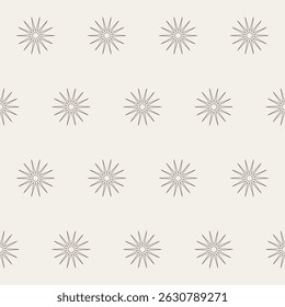 Outline Star Isolated on Beige Seamless Pattern background. Elegant Vintage Aesthetic Boho Textile Print. Wrapping Paper Design. baby Nursery Wallpaper. Vintage Clothing Textile Fabric Design. 