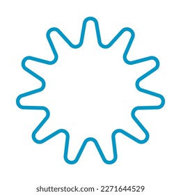 Outline the star shape in blue with 11 corners. on a white background
