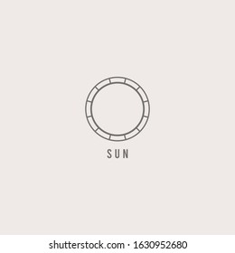 Outline star. Sun. Thin Line Stroke. Minimalistic Icon. Graphic vector abstract logo. Cartoon style, simple design. Space and science trendy illustration. The icon is isolated