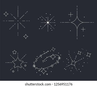 Outline star vector icons set isolated on background.