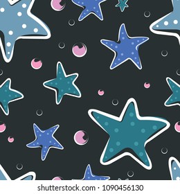 Outline of starfish seamless pattern vector.