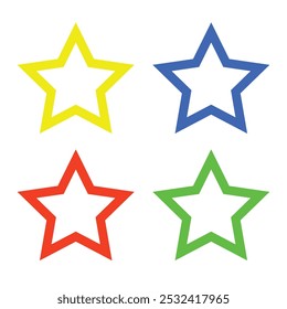 Esquema de estrellas conjunto Elementos diseño de colección aislado en blanco. Ilustración vectorial