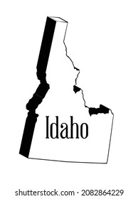 Outline of the state of Idaho in 3D and isolated on a white background