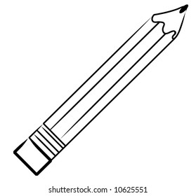 outline of stationary pencil on white background - vector
