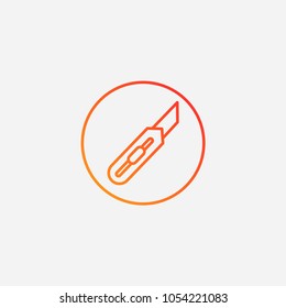 Outline stationery knife icon.gradient illustration isolated vector sign symbol