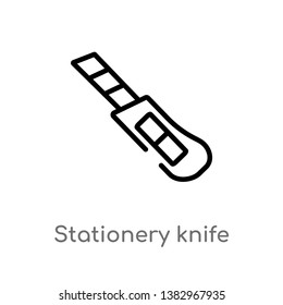 outline stationery knife vector icon. isolated black simple line element illustration from general concept. editable vector stroke stationery knife icon on white background