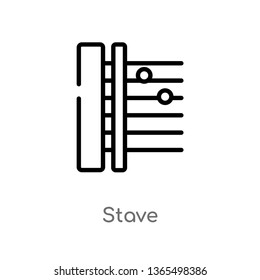 outline stave vector icon. isolated black simple line element illustration from music and media concept. editable vector stroke stave icon on white background