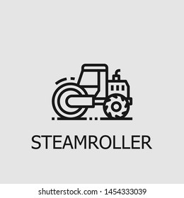 Outline steamroller vector icon. Steamroller illustration for web, mobile apps, design. Steamroller vector symbol.