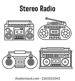 outline Stereo radio icon. flat design music and voice cartoon concept. Thin line. Vector, illustration.