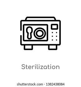 outline sterilization vector icon. isolated black simple line element illustration from cleaning concept. editable vector stroke sterilization icon on white background