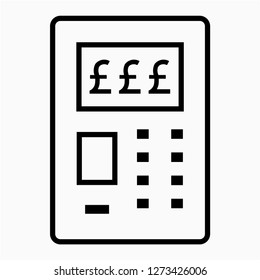 Outline sterling cash machine pixel perfect vector icon