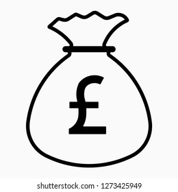 Outline sterling money bag pixel perfect vector icon