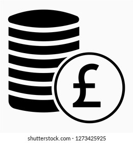 Outline sterling stack coins pixel perfect vector icon