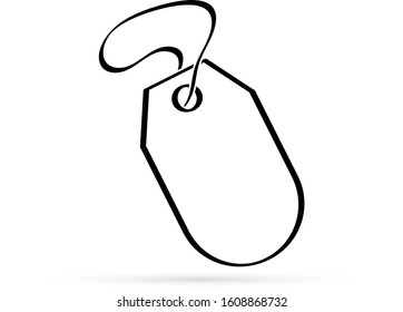 outline sticker tag icon isolated on white, doodle badge art line, price sign, tag vector stock illustration