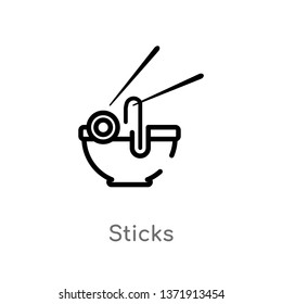 outline sticks vector icon. isolated black simple line element illustration from asian concept. editable vector stroke sticks icon on white background