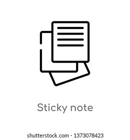 outline sticky note vector icon. isolated black simple line element illustration from education concept. editable vector stroke sticky note icon on white background
