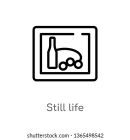 outline still life vector icon. isolated black simple line element illustration from museum concept. editable vector stroke still life icon on white background