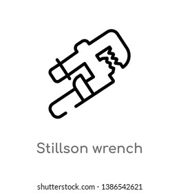 outline stillson wrench vector icon. isolated black simple line element illustration from tools concept. editable vector stroke stillson wrench icon on white background