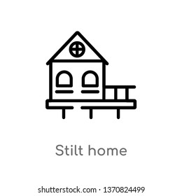 outline stilt home vector icon. isolated black simple line element illustration from buildings concept. editable vector stroke stilt home icon on white background