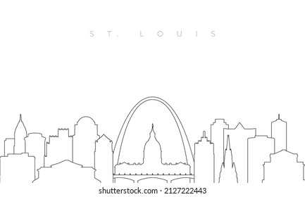 Skyline von St.Louis. Trendy-Vorlage mit St.Louis-Gebäuden und Wahrzeichen im Linienstil. Stock-Vektordesign. 