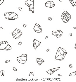 Outline stone. Seamless pattern. White background Vector illustration