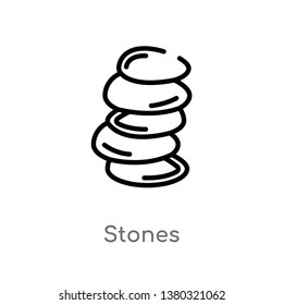outline stones vector icon. isolated black simple line element illustration from desert concept. editable vector stroke stones icon on white background