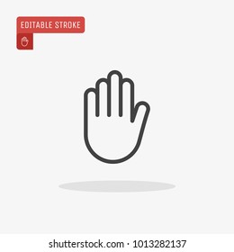 Outline Stop Hand Icon Isolated On Grey Background, For Website Design, Mobile Application, Ui. Editable Stroke. Vector Illustration, Eps10.