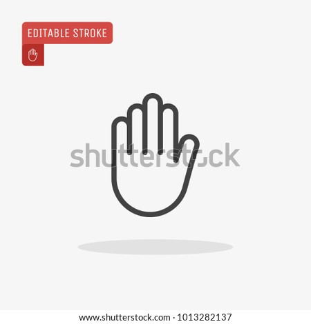 Outline Stop hand icon isolated on grey background, for website design, mobile application, ui. Editable stroke. Vector illustration, eps10.