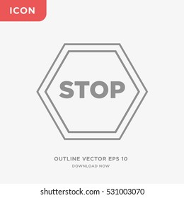 Outline stop icon illustration isolated vector, linear sign symbol