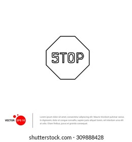 Outline Stop sign Icon, Vector Illustration, Flat pictogram icon