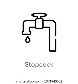 outline stopcock vector icon. isolated black simple line element illustration from construction concept. editable vector stroke stopcock icon on white background