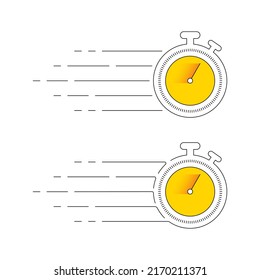 Outline Stopwatch Symbol. Fast Stopwatch Concept. Stopwatch For Sport, Training