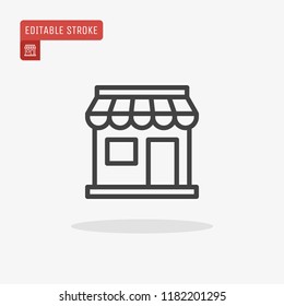 Outline Store icon isolated on grey background. Shop symbol for website design, mobile application, logo, ui. Editable stroke. Vector illustration. Eps10.