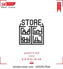 Outline store Icon. store icon vector isolated on white background. Graphic design, material-design, Best sellers 2022 icons, mobile application, UI UX design, EPS 10 format vector