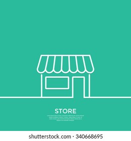 Outline store.  Minimal abstract background. Vector illustration.