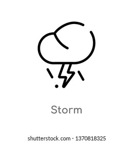 outline storm vector icon. isolated black simple line element illustration from autumn concept. editable vector stroke storm icon on white background