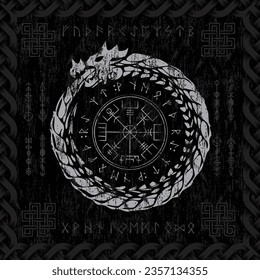 Outline straight and grunge color old geometric ancient runic vertical symbols. Background with lines signs amuet