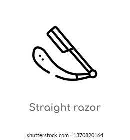 outline straight razor vector icon. isolated black simple line element illustration from beauty concept. editable vector stroke straight razor icon on white background
