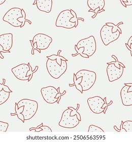 Outline Strawberry Vector Seamless Pattern illustration for Print, Wallpaper, Decoration.