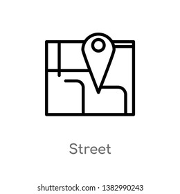 outline street vector icon. isolated black simple line element illustration from maps and flags concept. editable vector stroke street icon on white background